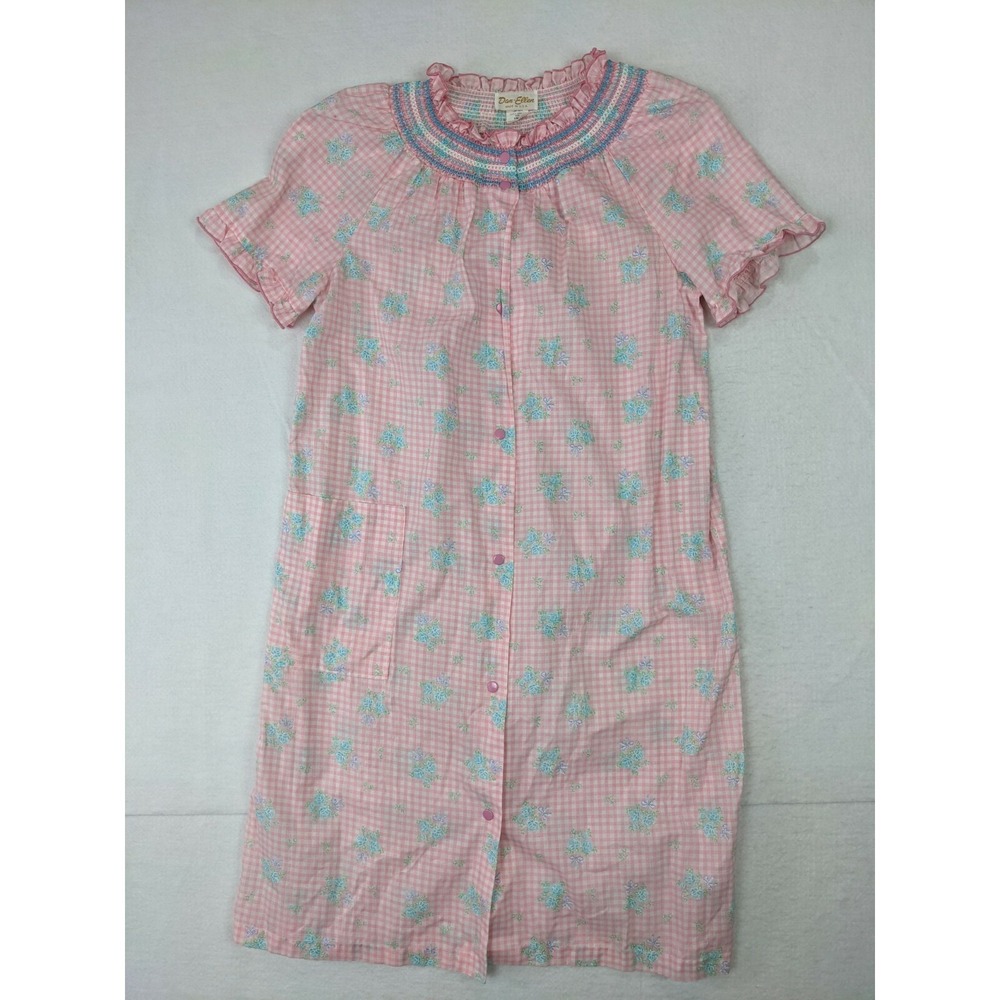 Dan Ellen‎ Womens Pajamas Gown Sz Small Cotton Blend Pink Blue USA